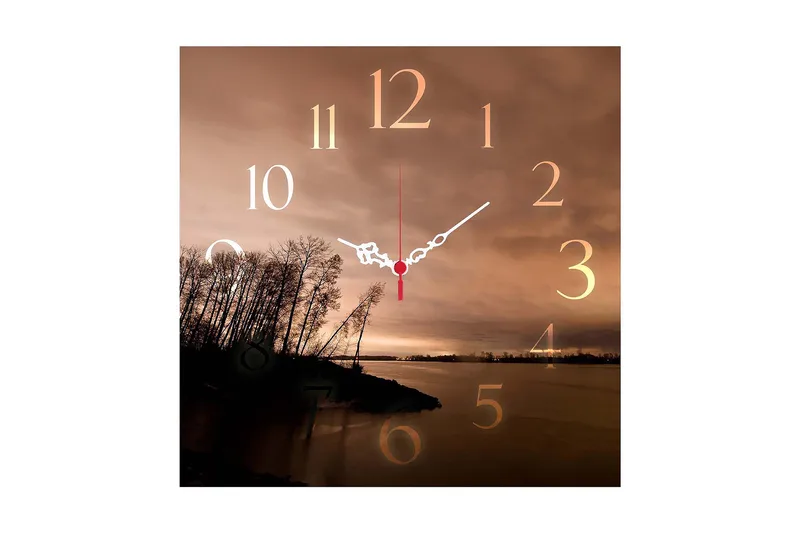 Dekorativ MDF Veggklokke 40x40 cm, Flerfarget