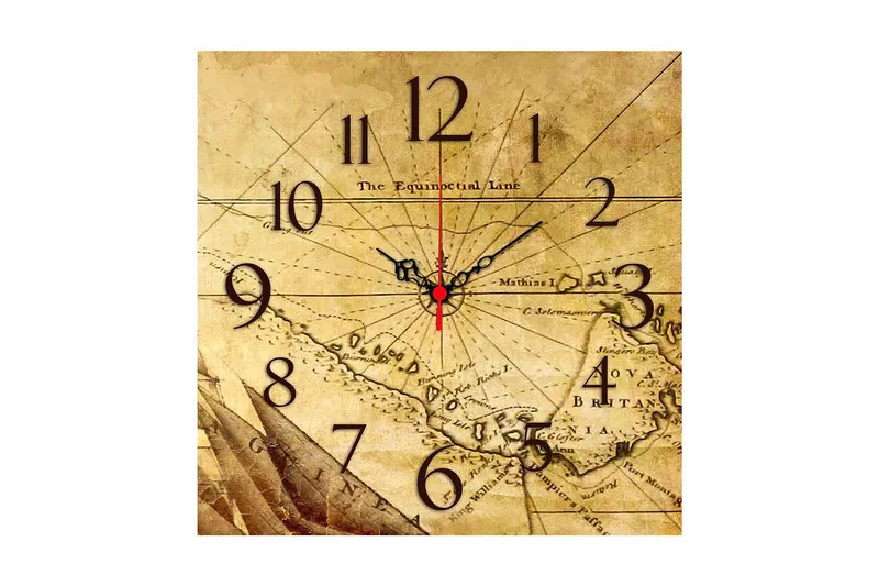 Dekorativ MDF Veggklokke 40x40 cm, Flerfarget