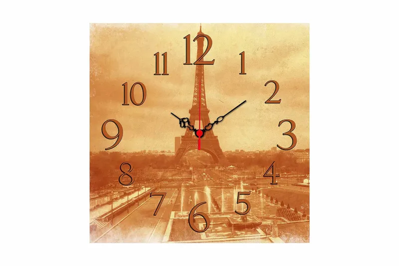 Dekorativ MDF Veggklokke 40x40 cm, Flerfarget