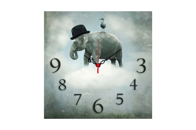 Dekorativ MDF Veggklokke 40x40 cm, Flerfarget