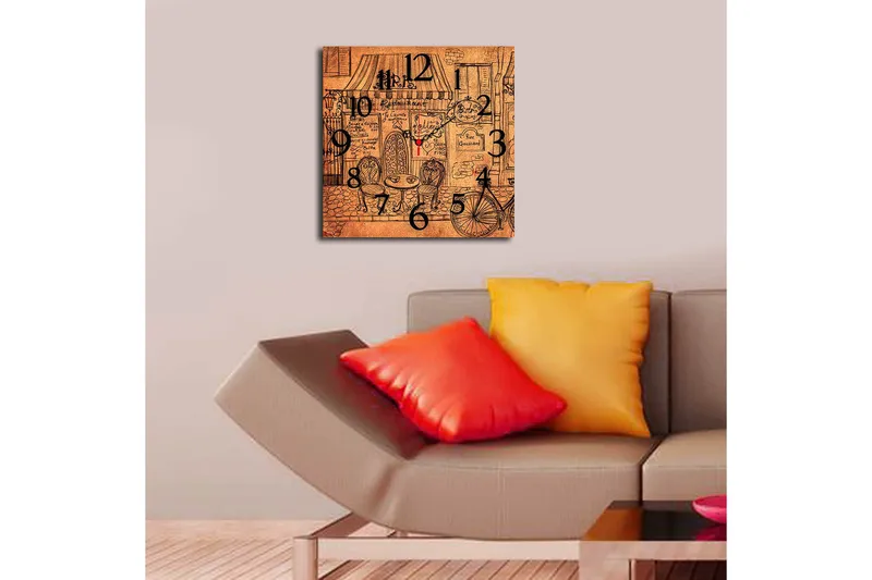 Dekorativ MDF Veggklokke 40x40 cm - Flerfarget - Innredning - Veggdekorasjon - Veggklokke