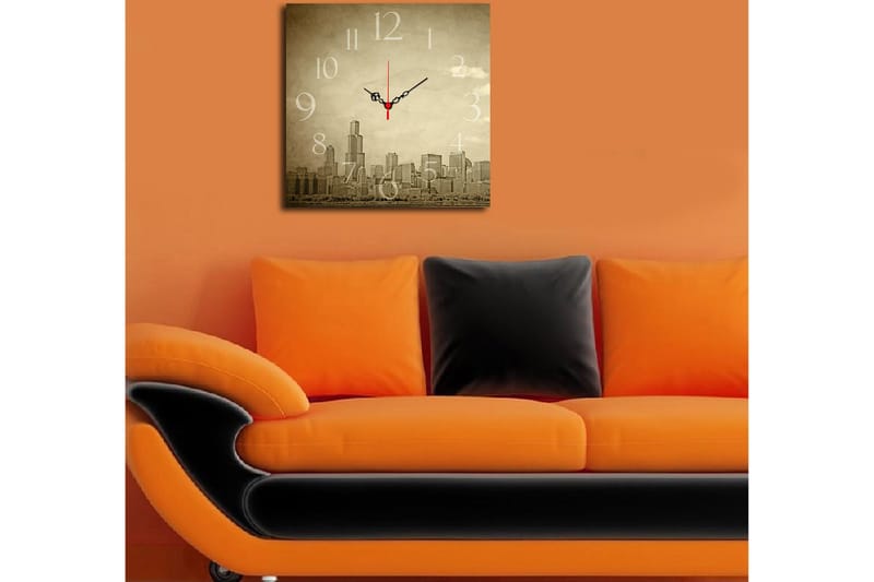 Dekorativ MDF Veggklokke 40x40 cm - Flerfarget - Innredning - Veggdekorasjon - Veggklokke