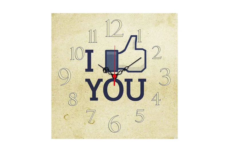 Dekorativ MDF Veggklokke 40x40 cm, Flerfarget