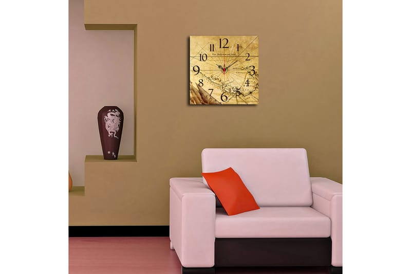 Dekorativ MDF Veggklokke 40x40 cm - Flerfarget - Innredning - Veggdekorasjon - Veggklokke
