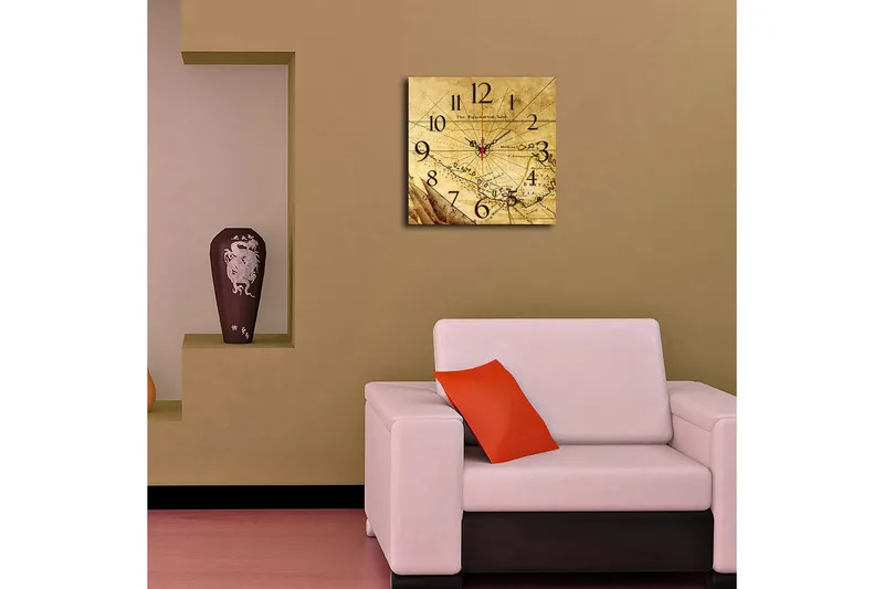 Dekorativ MDF Veggklokke 40x40 cm - Flerfarget - Innredning - Veggdekorasjon - Veggklokke
