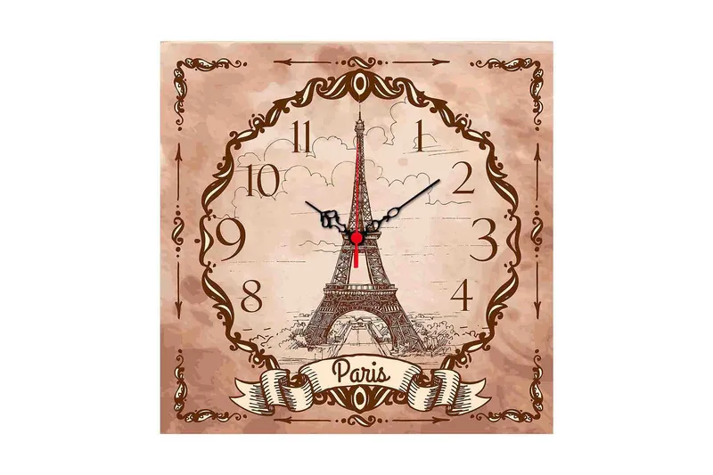 Dekorativ MDF Veggklokke 40x40 cm, Flerfarget