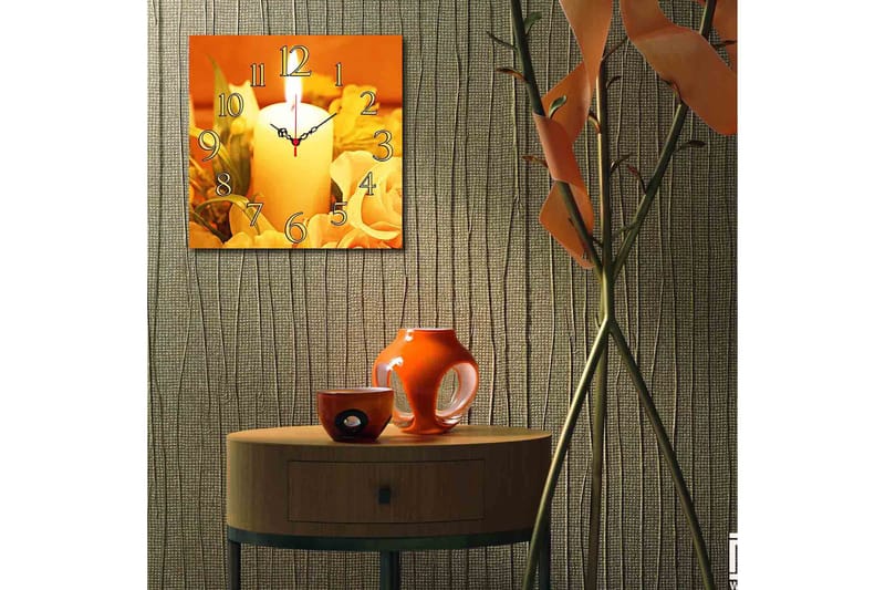 Dekorativ MDF Veggklokke 40x40 cm - Flerfarget - Innredning - Veggdekorasjon - Veggklokke