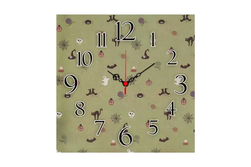 Dekorativ MDF Veggklokke 40x40 cm, Flerfarget