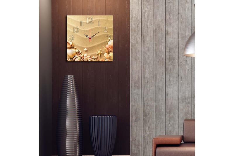 Dekorativ MDF Veggklokke 40x40 cm - Flerfarget - Innredning - Veggdekorasjon - Veggklokke