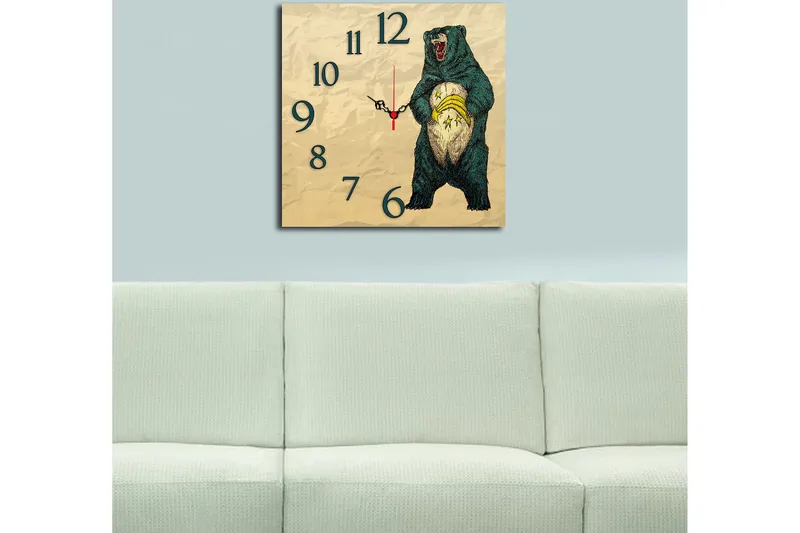 Dekorativ MDF Veggklokke 40x40 cm - Flerfarget - Innredning - Veggdekorasjon - Veggklokke