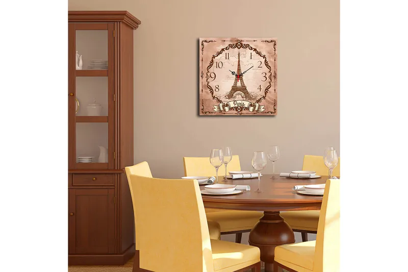 Dekorativ MDF Veggklokke 40x40 cm - Flerfarget - Innredning - Veggdekorasjon - Veggklokke