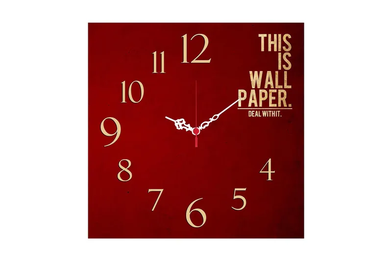 Dekorativ MDF Veggklokke 40x40 cm, Flerfarget