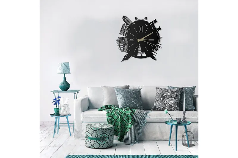 Dekorativ Metallveggklokke - Svart - Innredning - Veggdekorasjon - Veggklokke