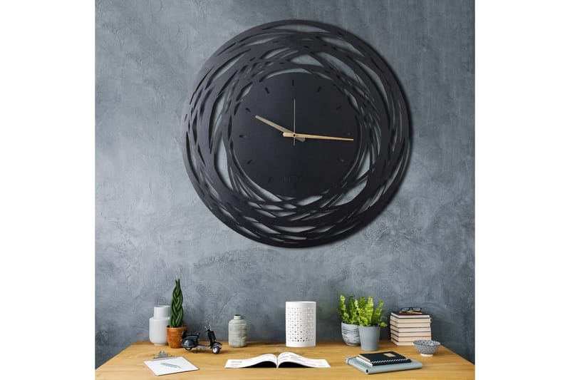 Dekorativ Metallveggklokke - Svart - Innredning - Veggdekorasjon - Veggklokke