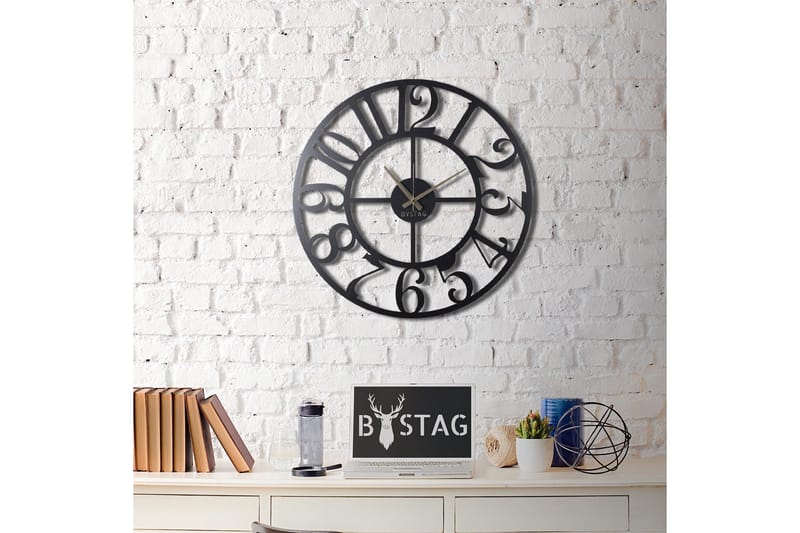 Dekorativ Metallveggklokke - Svart - Innredning - Veggdekorasjon - Veggklokke
