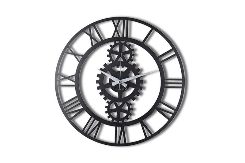 Dekorativ Metallveggklokke, Svart