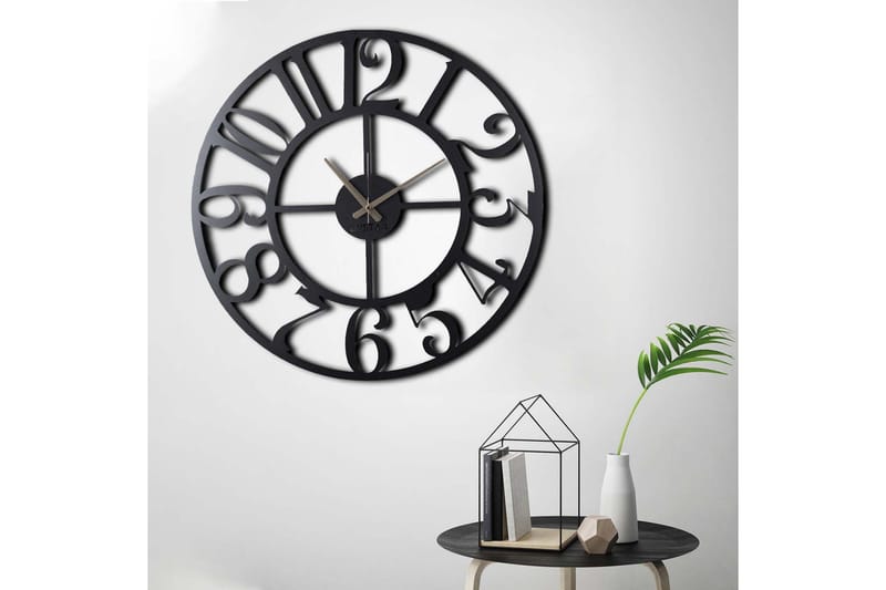 Dekorativ Metallveggklokke - Svart - Innredning - Veggdekorasjon - Veggklokke