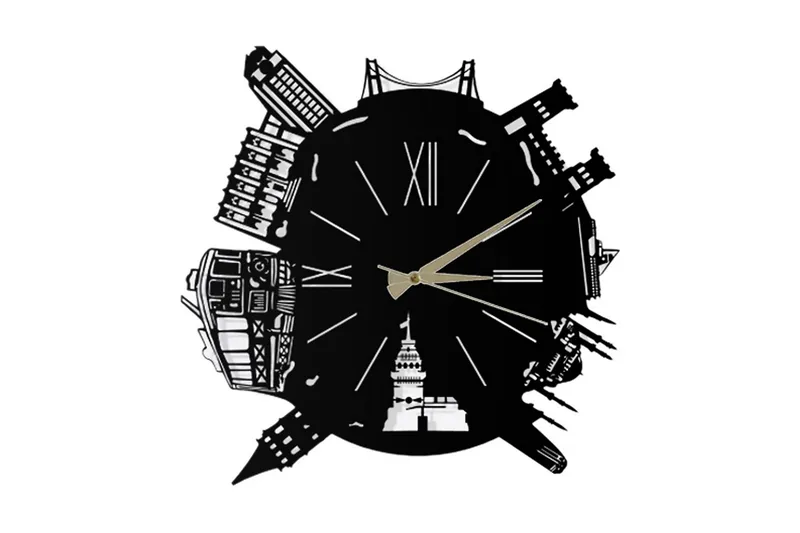 Dekorativ Metallveggklokke, Svart