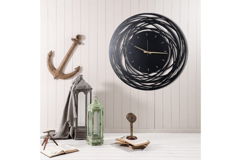 Dekorativ Metallveggklokke - Svart - Innredning - Veggdekorasjon - Veggklokke