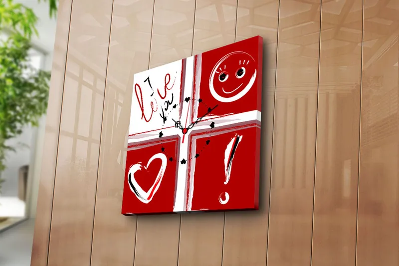 Dekorativ Veggklokke 45x45 cm, Flerfarget