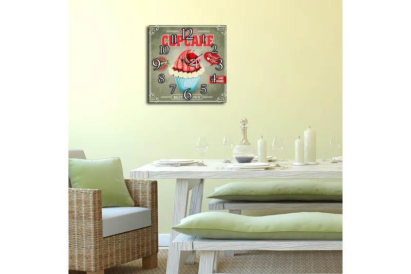 Diyadin Dekorklokke 40x40 cm Kitchen - Flerfarget - Innredning - Veggdekorasjon - Veggklokke