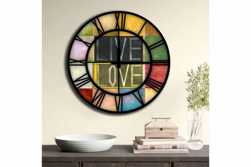 Diyadin Dekorklokke 50 cm Rund - Flerfarget - Innredning - Veggdekorasjon - Veggklokke