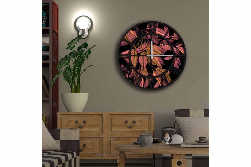 Diyadin Dekorklokke 50 cm Rund Floral - Flerfarget - Innredning - Veggdekorasjon - Veggklokke