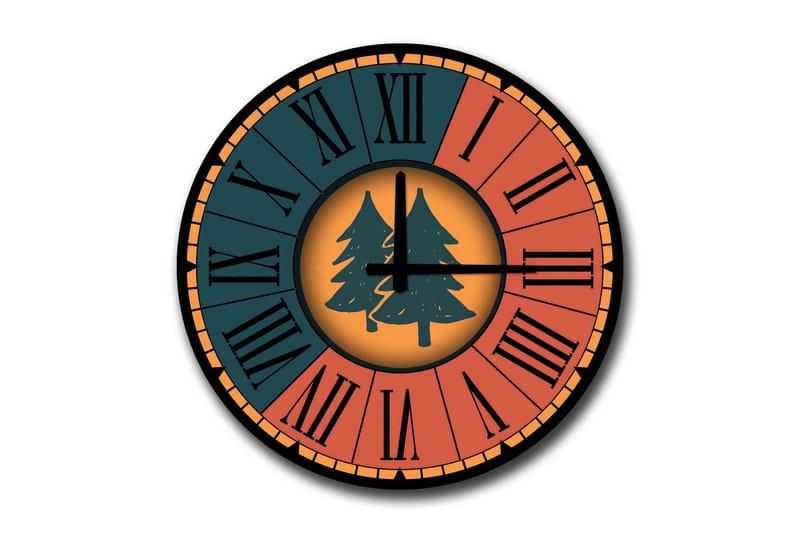 Diyadin Dekorklokke 50 cm Rund Floral - Flerfarget - Innredning - Veggdekorasjon - Veggklokke