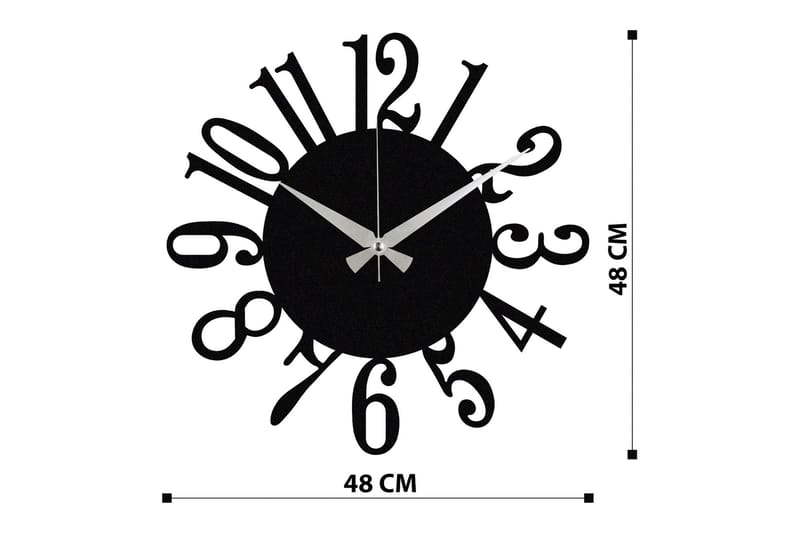 Enzoclock - S005 - Svart - Veggklokke