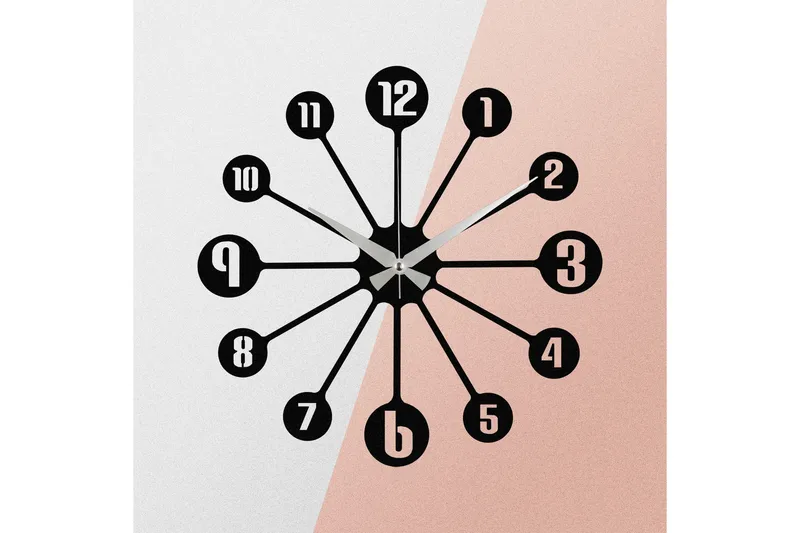 Enzoclock - S014 - Svart - Innredning - Veggdekorasjon - Veggklokke