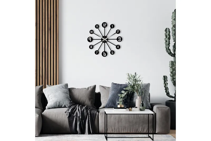 Enzoclock - S014 - Svart - Innredning - Veggdekorasjon - Veggklokke