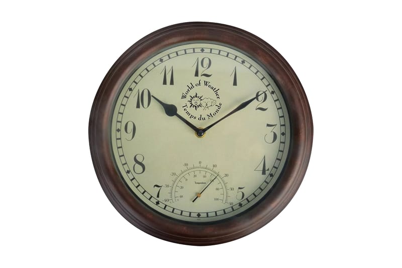 Esschert Design Stasjonsklokke med termometer 30,5 cm - Innredning - Veggdekorasjon - Veggklokke