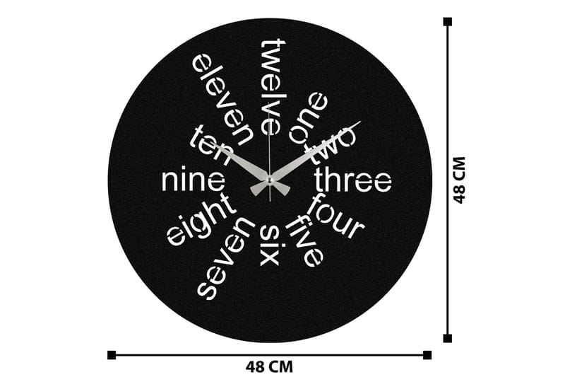 Hati - Svart - Veggklokke