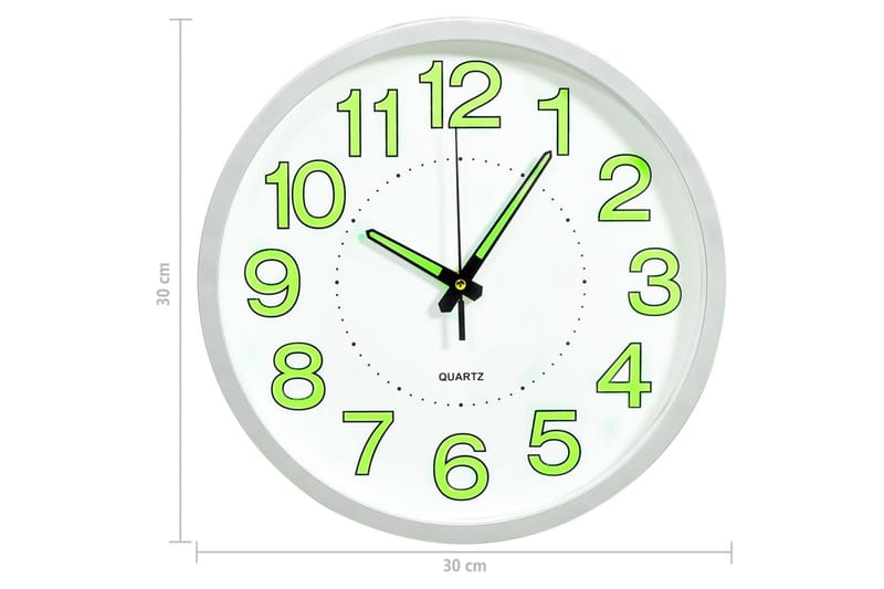 Lysende veggklokke hvit 30 cm - Hvit - Innredning - Veggdekorasjon - Veggklokke