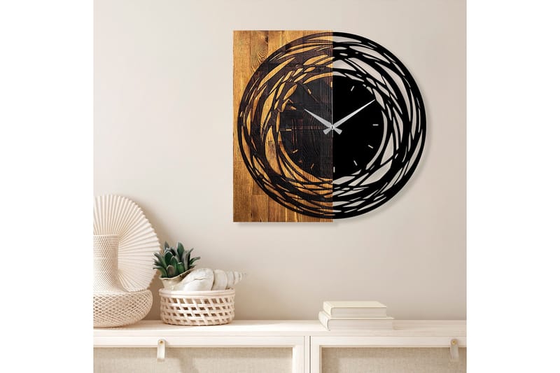 Musemolen Veggklokke Abstrakt - Svart|Lys Valnøtt - Innredning - Veggdekorasjon - Veggklokke