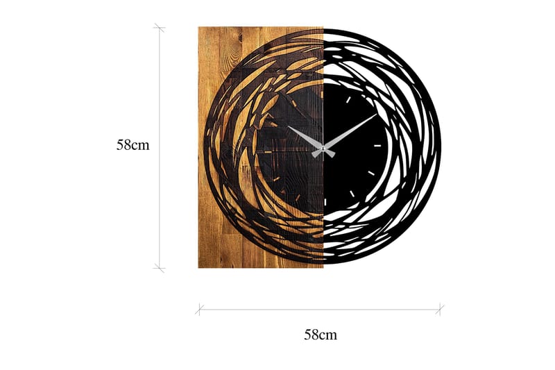 Musemolen Veggklokke Abstrakt - Svart|Lys Valnøtt - Innredning - Veggdekorasjon - Veggklokke