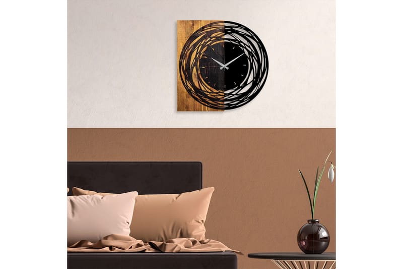 Musemolen Veggklokke Abstrakt - Svart|Lys Valnøtt - Innredning - Veggdekorasjon - Veggklokke