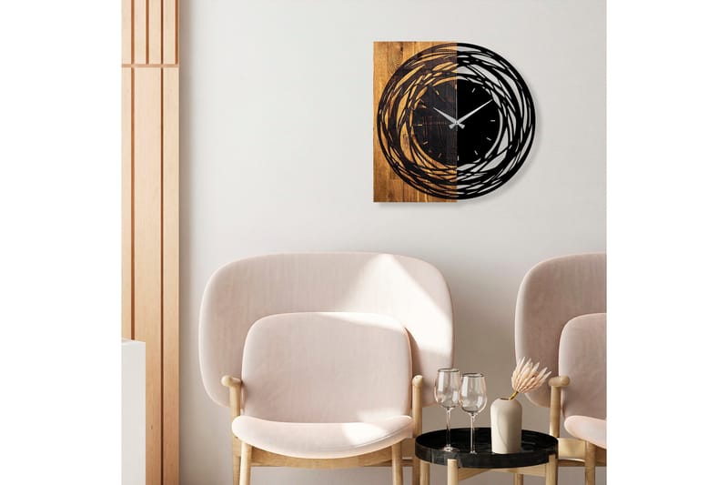Musemolen Veggklokke Abstrakt - Svart|Lys Valnøtt - Innredning - Veggdekorasjon - Veggklokke