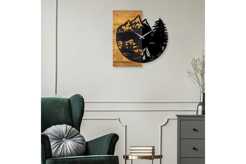 Musemolen Veggklokke Skog - Svart|Valnøtt - Innredning - Veggdekorasjon - Veggklokke