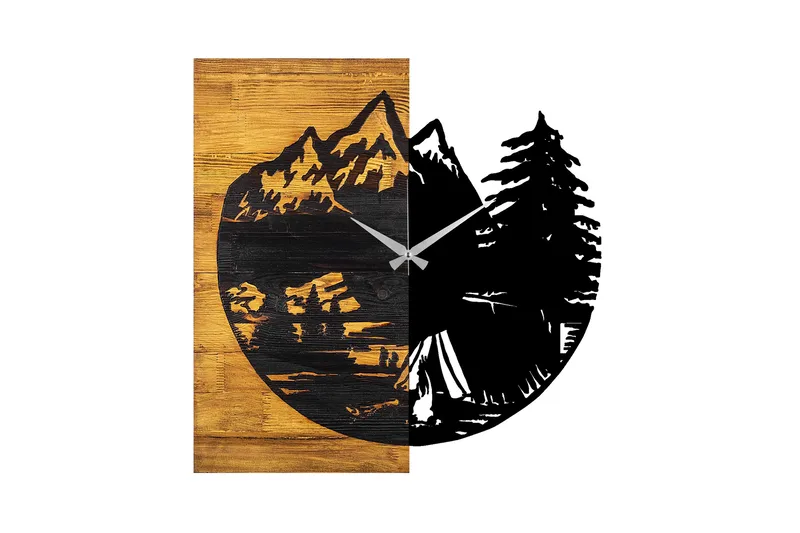 Musemolen Veggklokke Skog, Svart|Valnøtt