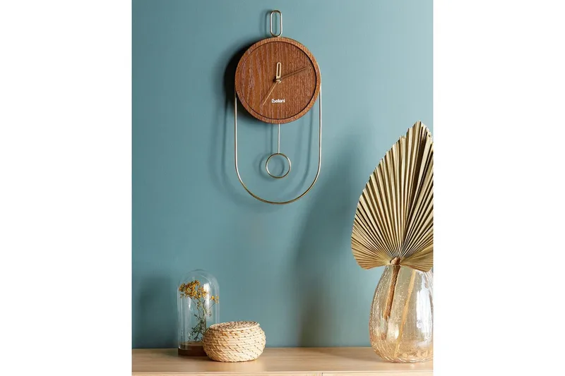 Pendelur Beliani Sierre Ljus trä/svart Dark colored wood||GOLD - Innredning - Veggdekorasjon - Veggklokke - Urverk til veggklokke