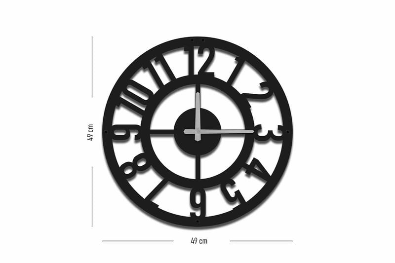 Shentala Veggklokke 49x49 cm - Metall/Svart - Veggklokke