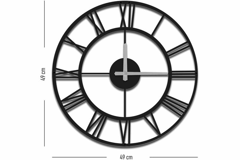 Shentala Veggklokke 49x49 cm - Metall/Svart - Innredning - Veggdekorasjon - Veggklokke