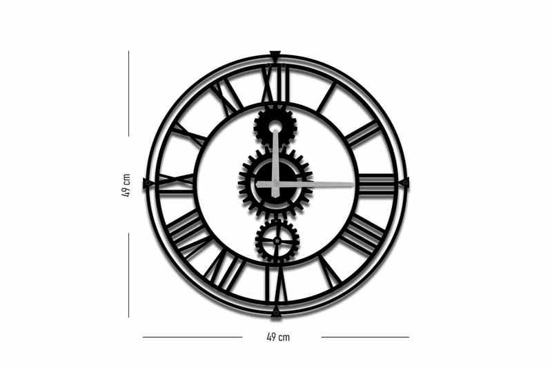 Shentala Veggklokke 49x49 cm - Metall/Svart - Veggklokke