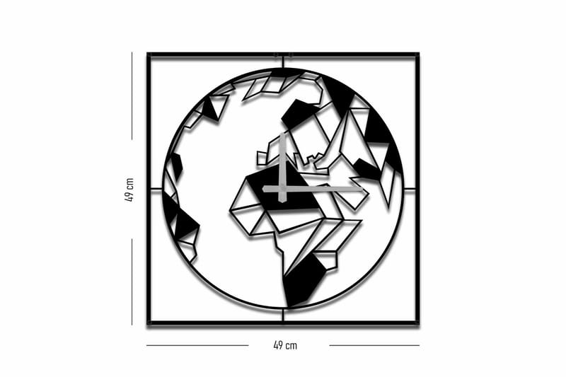 Shentala Veggklokke 49x49 cm - Metall/Svart - Innredning - Veggdekorasjon - Veggklokke