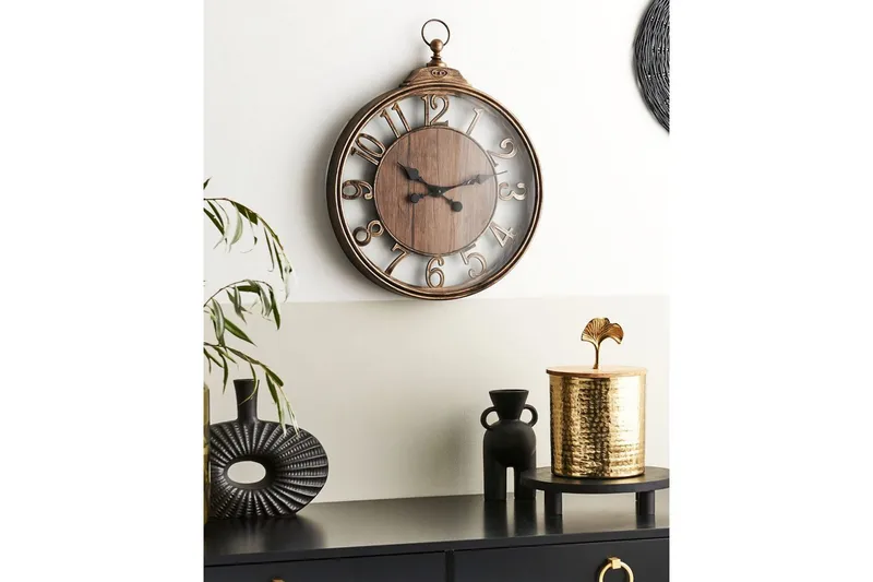 Väggklocka Beliani Alcoba Brown - Innredning - Veggdekorasjon - Veggklokke - Urverk til veggklokke