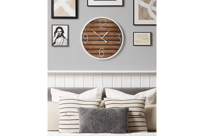 Väggklocka Beliani Arriaga Dark colored wood||White - Innredning - Veggdekorasjon - Veggklokke - Urverk til veggklokke