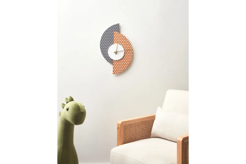 Väggklocka Beliani Chalais Grey||Orange||White||GOLD - Innredning - Veggdekorasjon - Veggklokke - Urverk til veggklokke