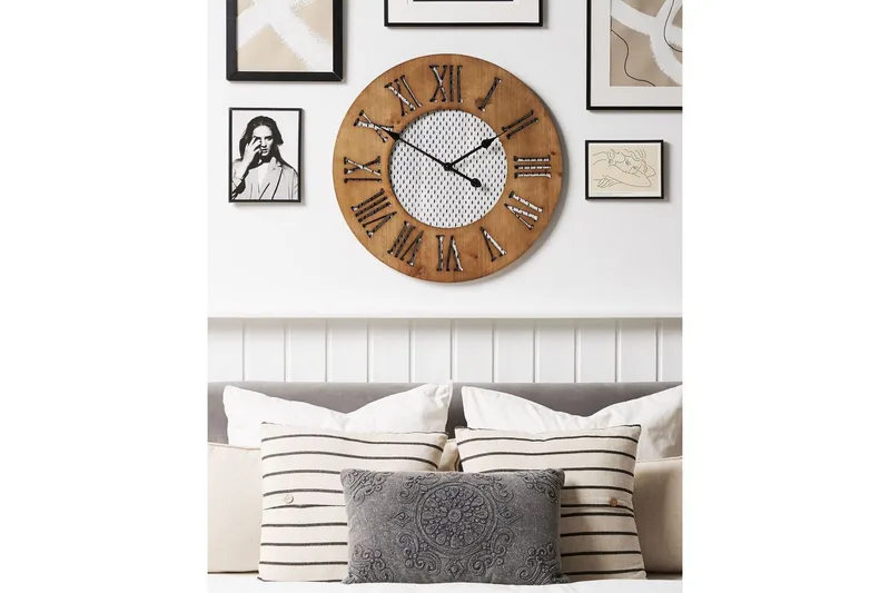 Väggklocka Beliani Cuilco Dark colored wood||White||Black - Innredning - Veggdekorasjon - Veggklokke - Urverk til veggklokke