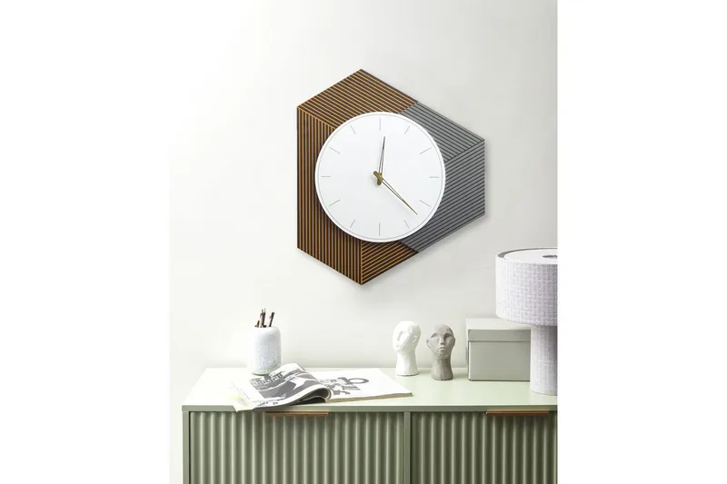 Väggklocka Beliani Sailon White||Light Orange||Light grey - Innredning - Veggdekorasjon - Veggklokke - Urverk til veggklokke
